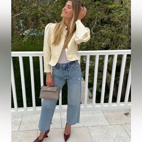 Anine Bing Gavin Jeans Relaxed Women's Size 26 Straight Leg Distressed Blue - Picture 2 of 14